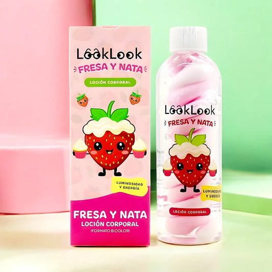 Lait Corporel Bicolore Énergisant et Éclaircissant Fraise Chantilly